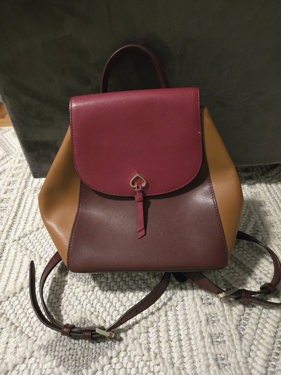 kate spade Handbags - kate spade Colorblock Leather Backpack in Burgundy, Maroon & Tan